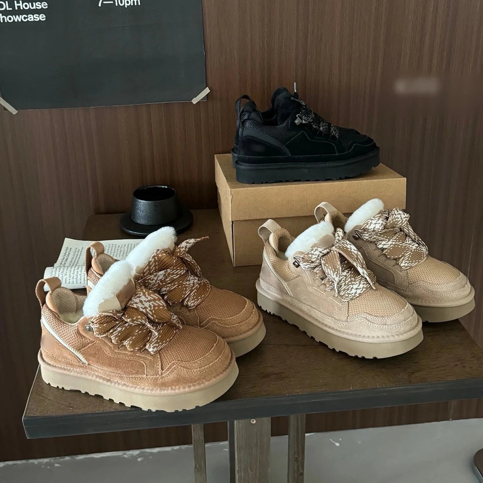 Warm Faux Fur Lined Sneakers for Women - Chunky Sole Winter Shoes