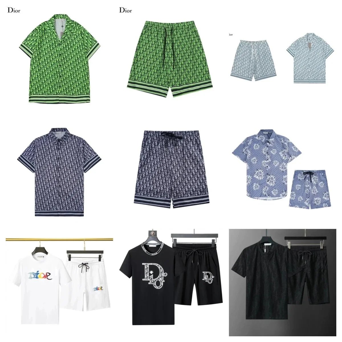 Dior Men's Printed Short Sleeve Shirt and Shorts Set