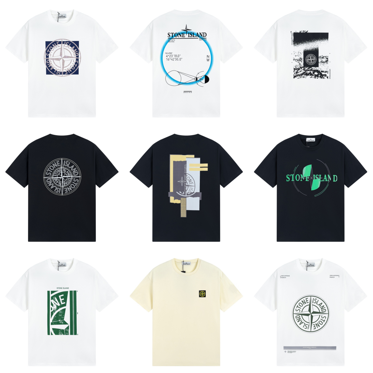 Stone Island T-Shirts with Graphic Prints and Logo Designs