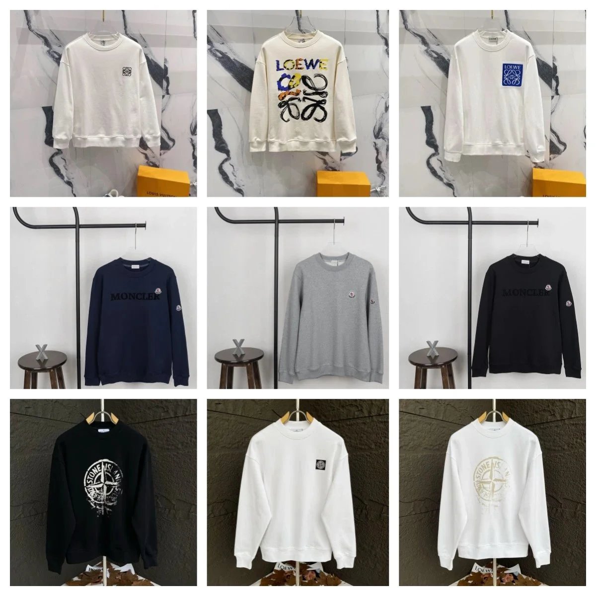 LOEWE & MONCLER & STONE ISLAND Sweatshirts for Men and Women