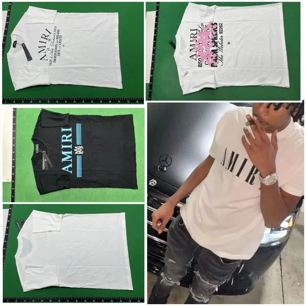 AMIRI White and Black Logo T-Shirt for Men
