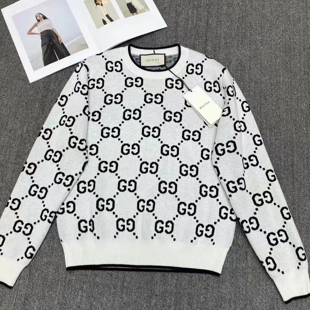 Gucci GG Logo Knit Sweater White Black