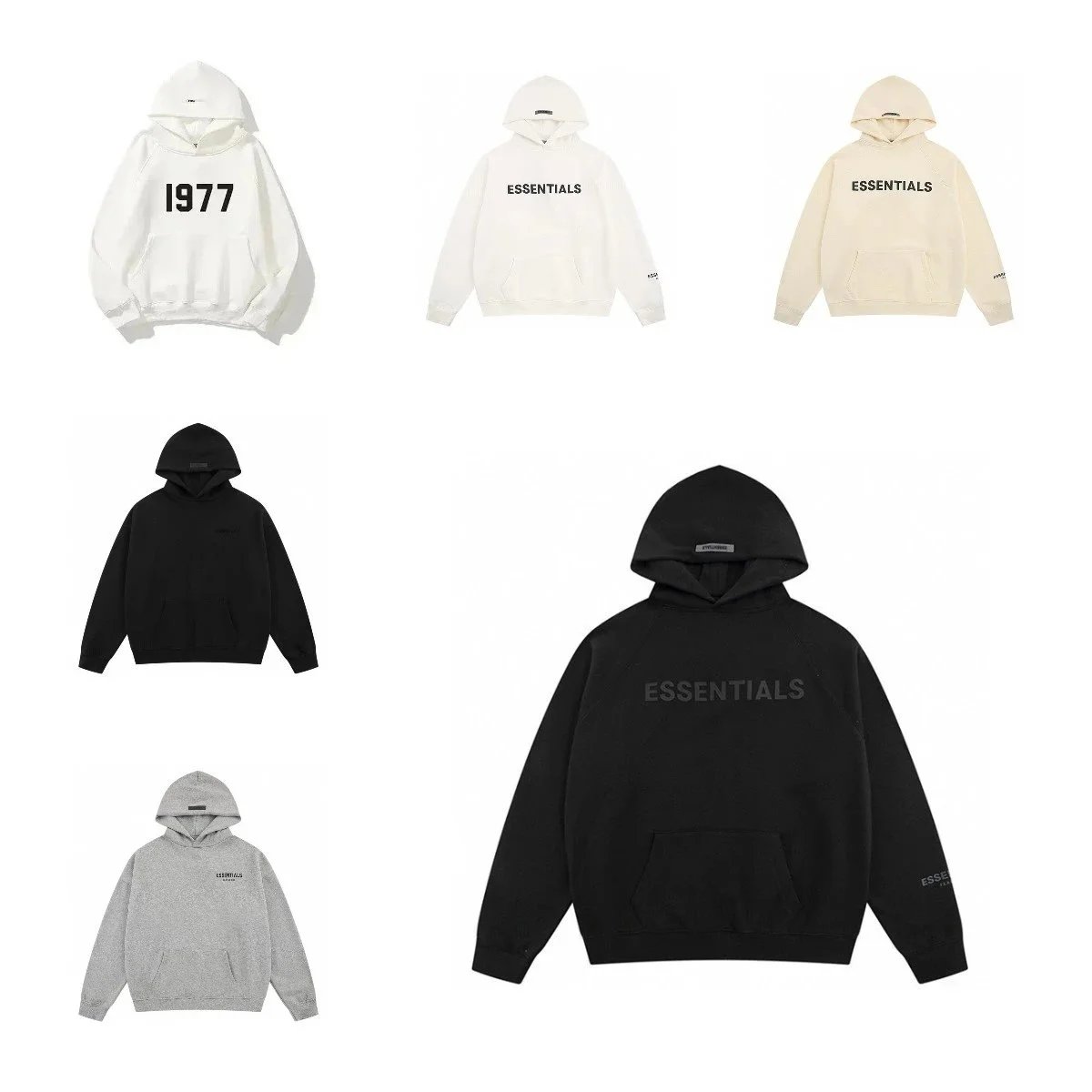 Essentials Hoodie 1977 Logo Print Oversized Sweatshirt