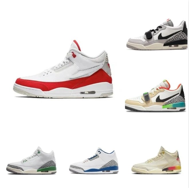 Air Jordan 3 Retro Sneakers - White Red Black Cement Grey