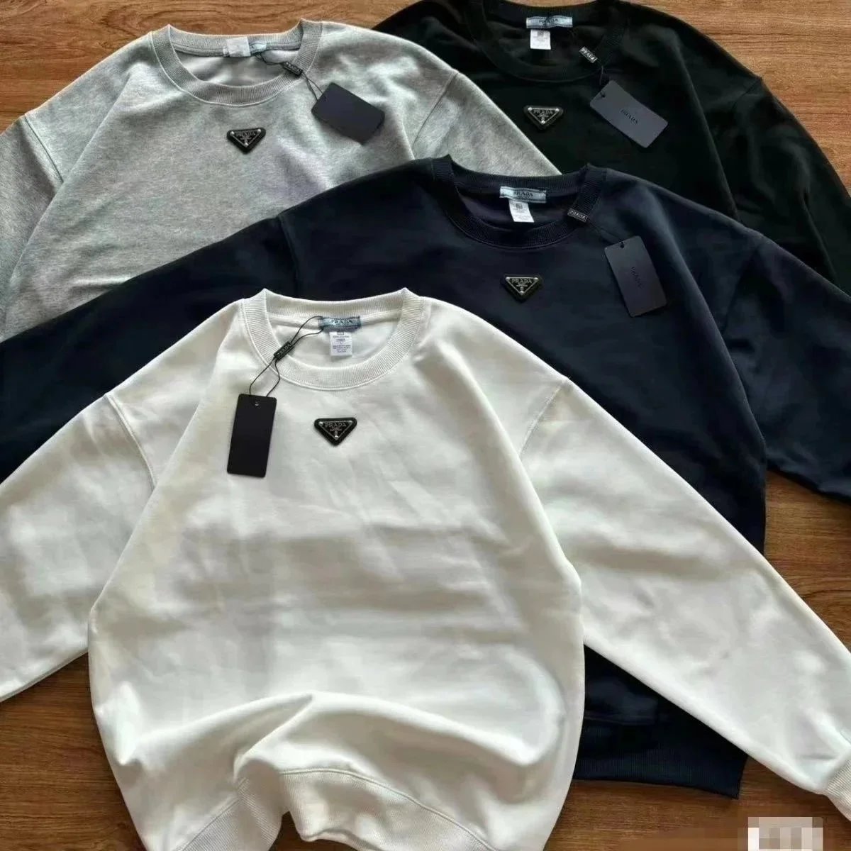 Prada Logo Crewneck Sweatshirt Men's Fashion Streetwear