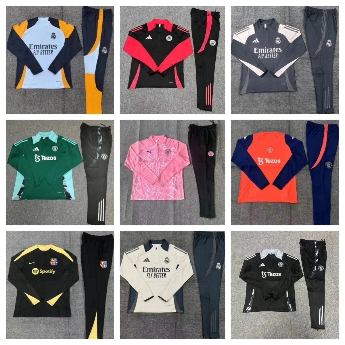Official Football Training Kits for Real Madrid, Manchester United, Barcelona