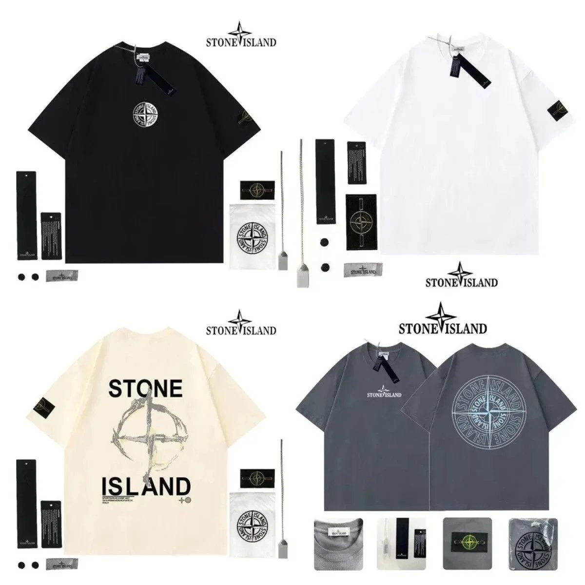 STONE ISLAND Logo Print T-Shirt Men's Oversized Cotton Tee
