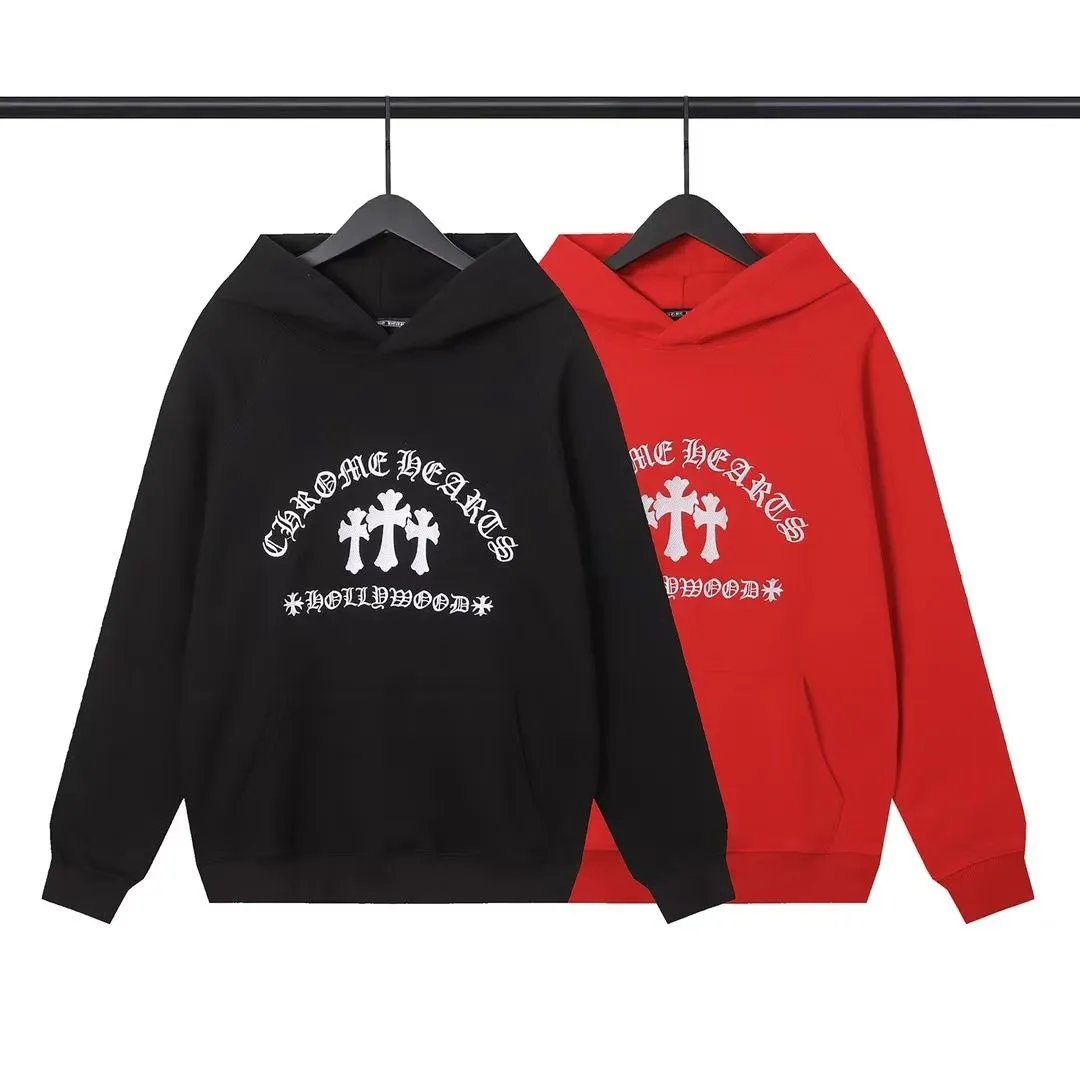 Chrome Hearts Hoodie Sweatshirt Black Red Cross Logo Men Women Streetwear