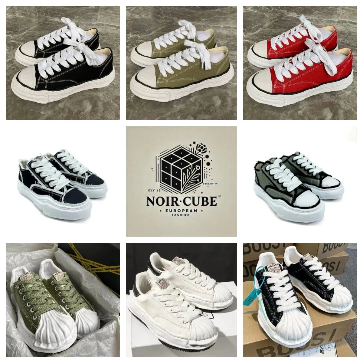 NOIR CUBE Chunky Canvas Sneakers for Women Men Fashionable Platform Shoes