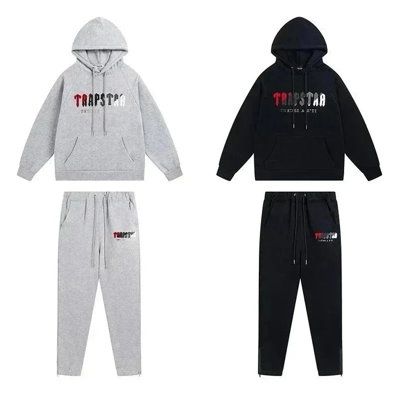 TRAPSTAR Hoodie and Sweatpants Set for Men Women Casual Streetwear Outfit