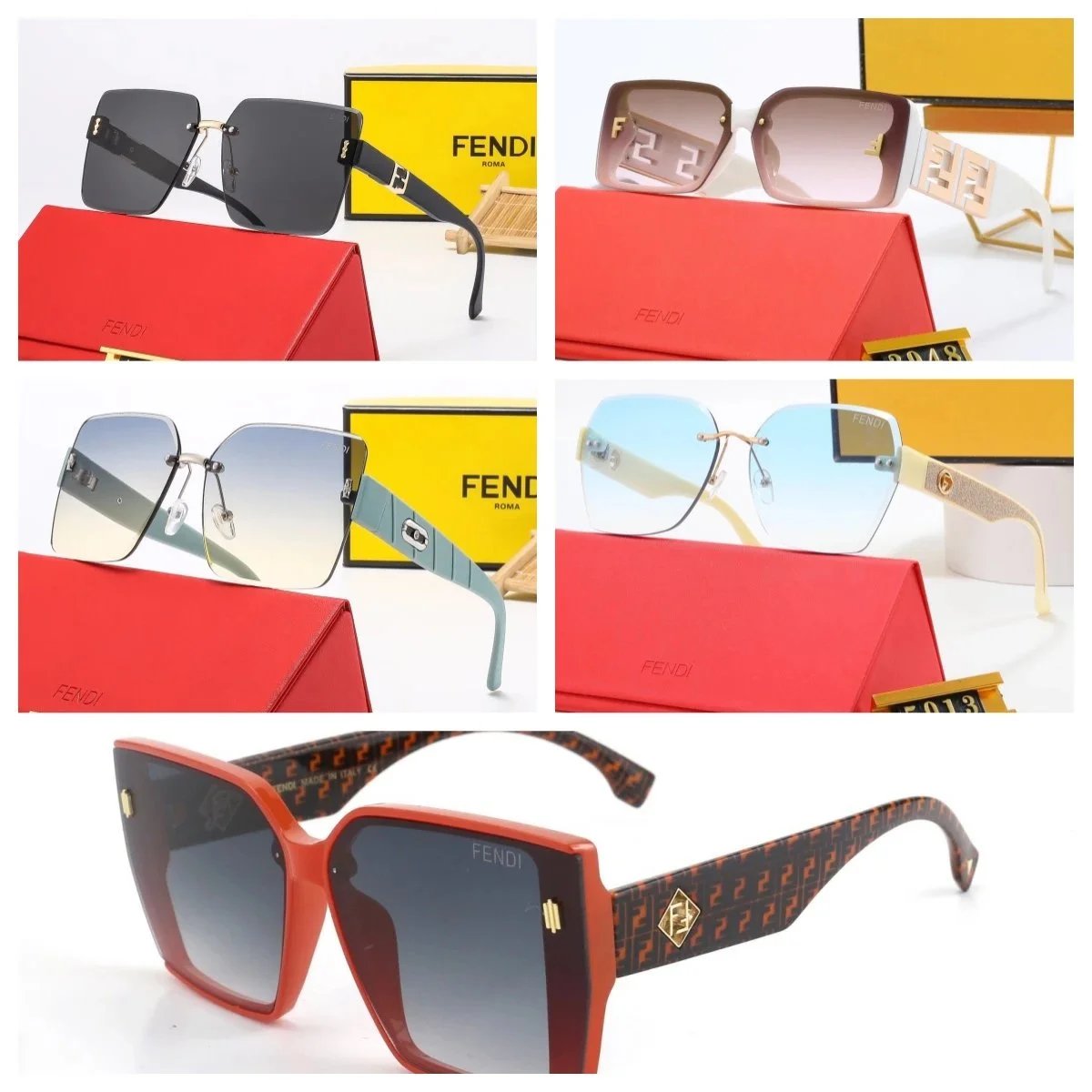 FENDI Square Sunglasses Fashion Designer Eyewear for Women Men
