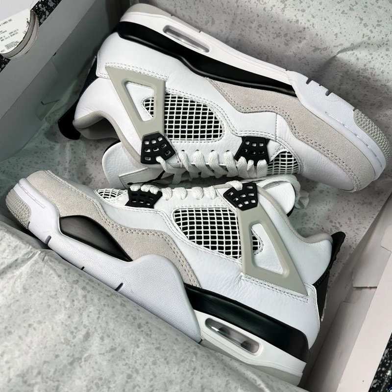 Air Jordan 4 Retro White Black Cement Sneakers
