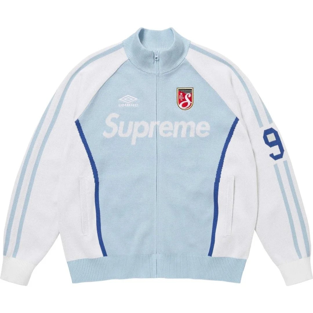 Supreme x Umbro Knit Track Jacket Light Blue White