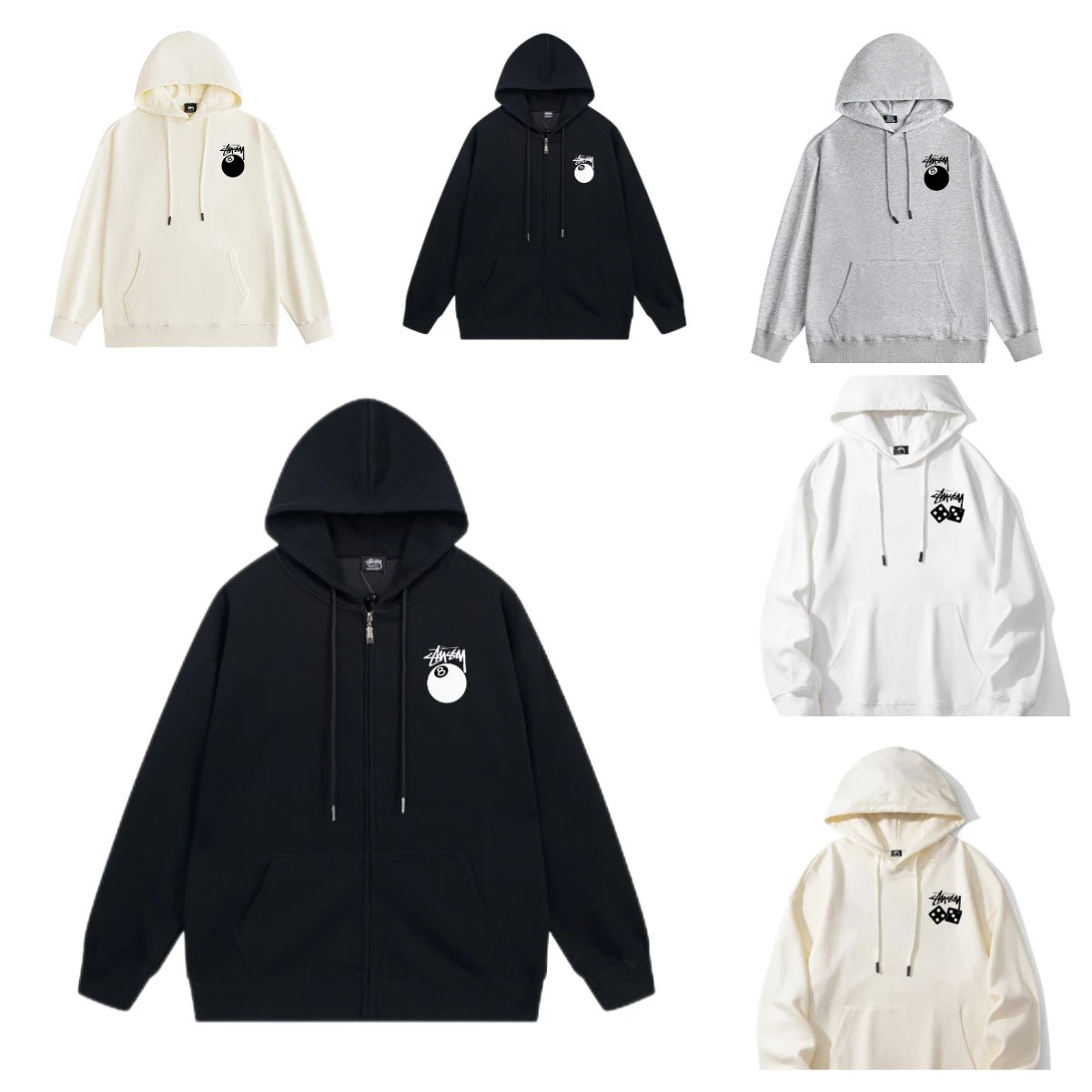 Stussy 8 Ball Zip Hoodie - Classic Streetwear Sweatshirt