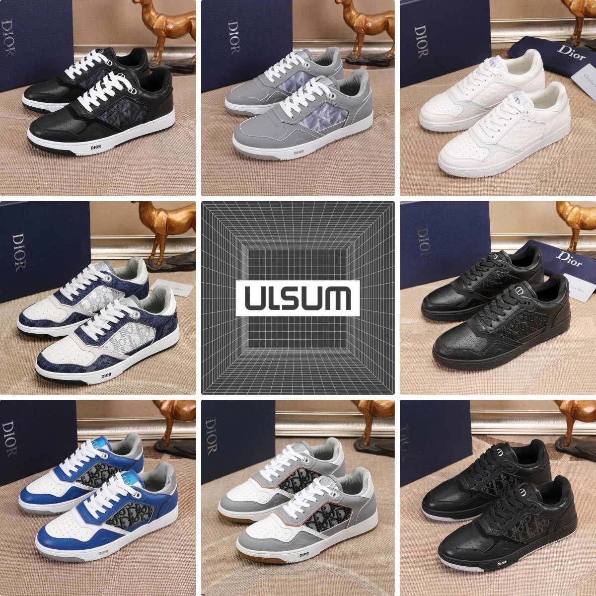 Dior Men's Sneakers Fashion Leather Low Top Shoes