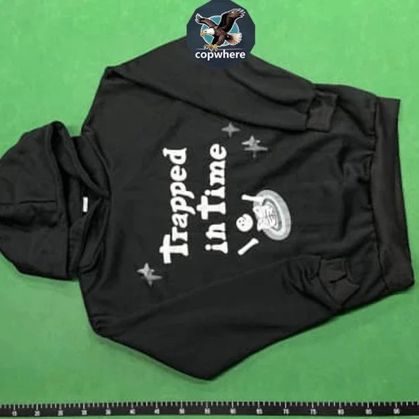 Trapped in Time Hoodie Black Graphic Sweatshirt
