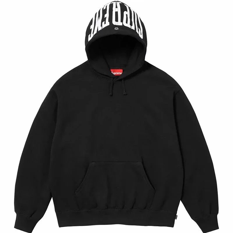 Supreme Black Hoodie with Arc Logo Print