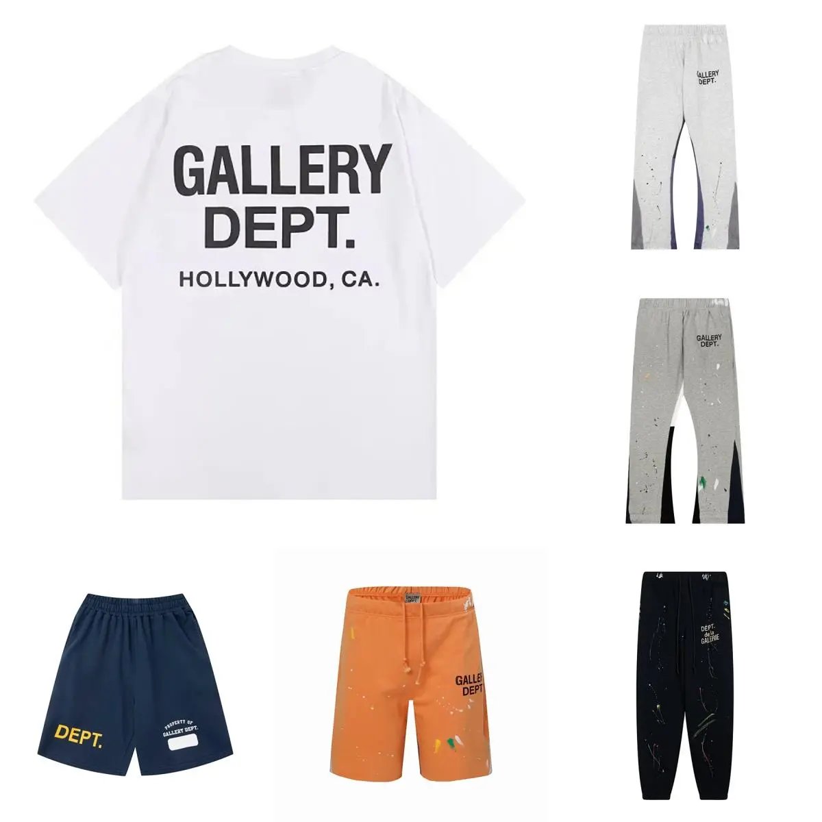 Gallery Dept. Hollywood CA T-Shirt and Paint Splatter Pants Shorts