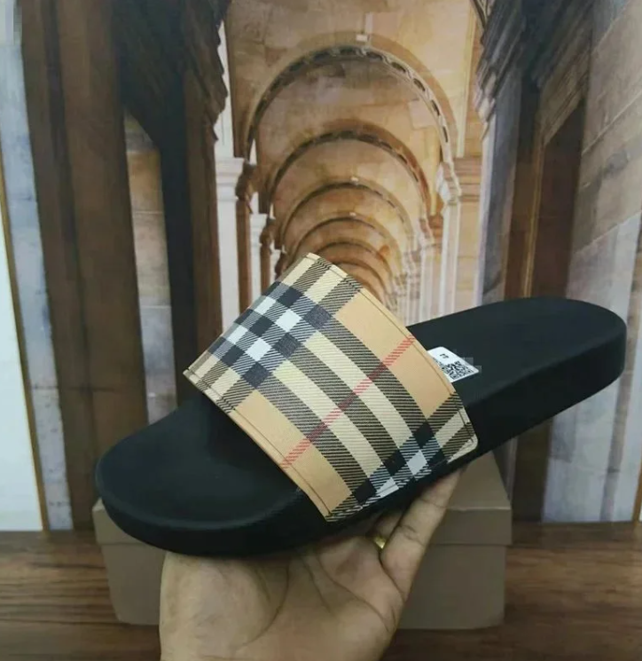 Burberry Check Pattern Slide Sandals for Women