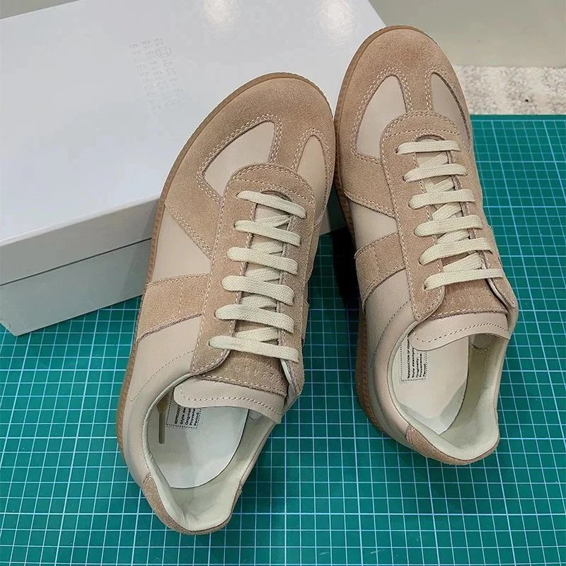 Maison Margiela Tan Suede Sneakers with White Laces