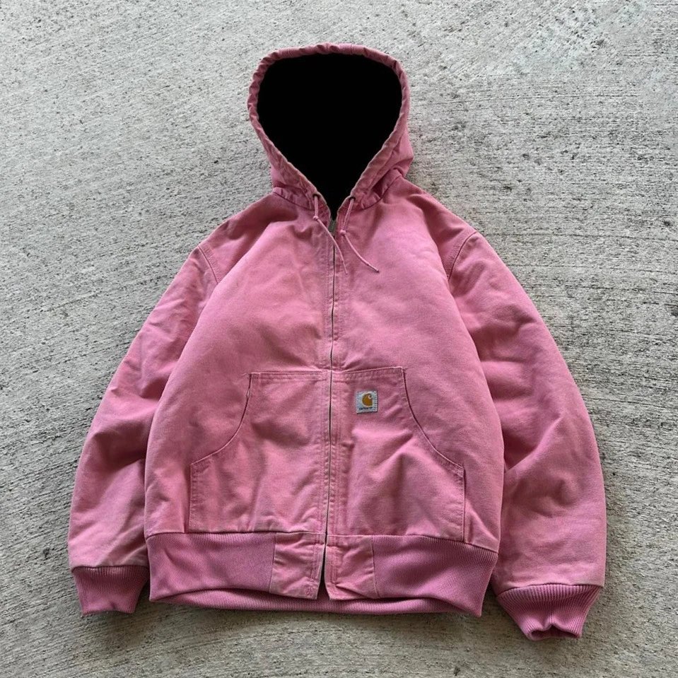 Pink Carhartt Hooded Zip-Up Jacket for Men and Women