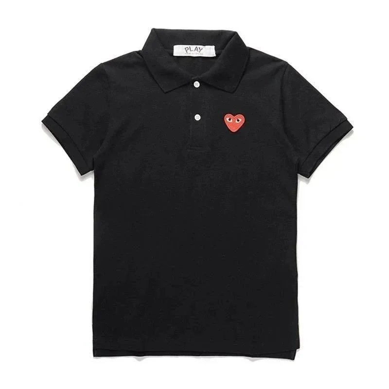 Black Heart Embroidered Polo Shirt for Men and Women