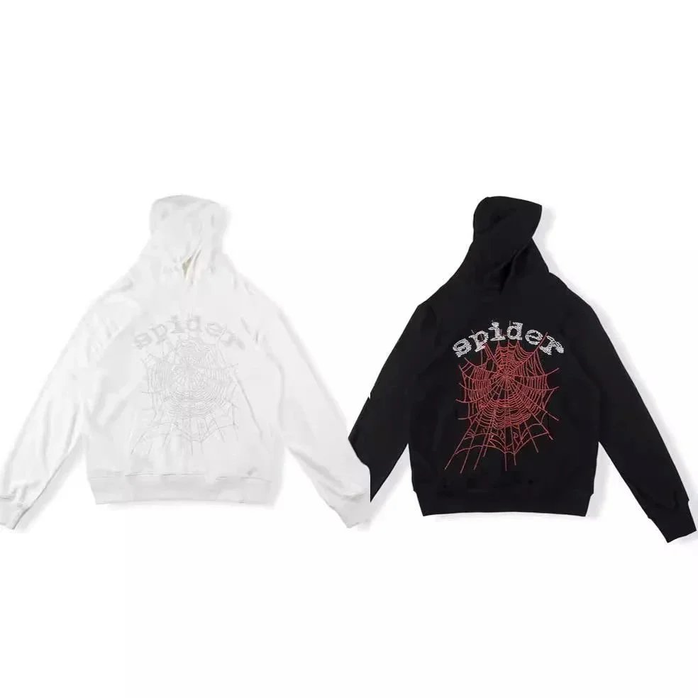 Spider Web Hoodie Sweatshirt Black White Unisex Streetwear