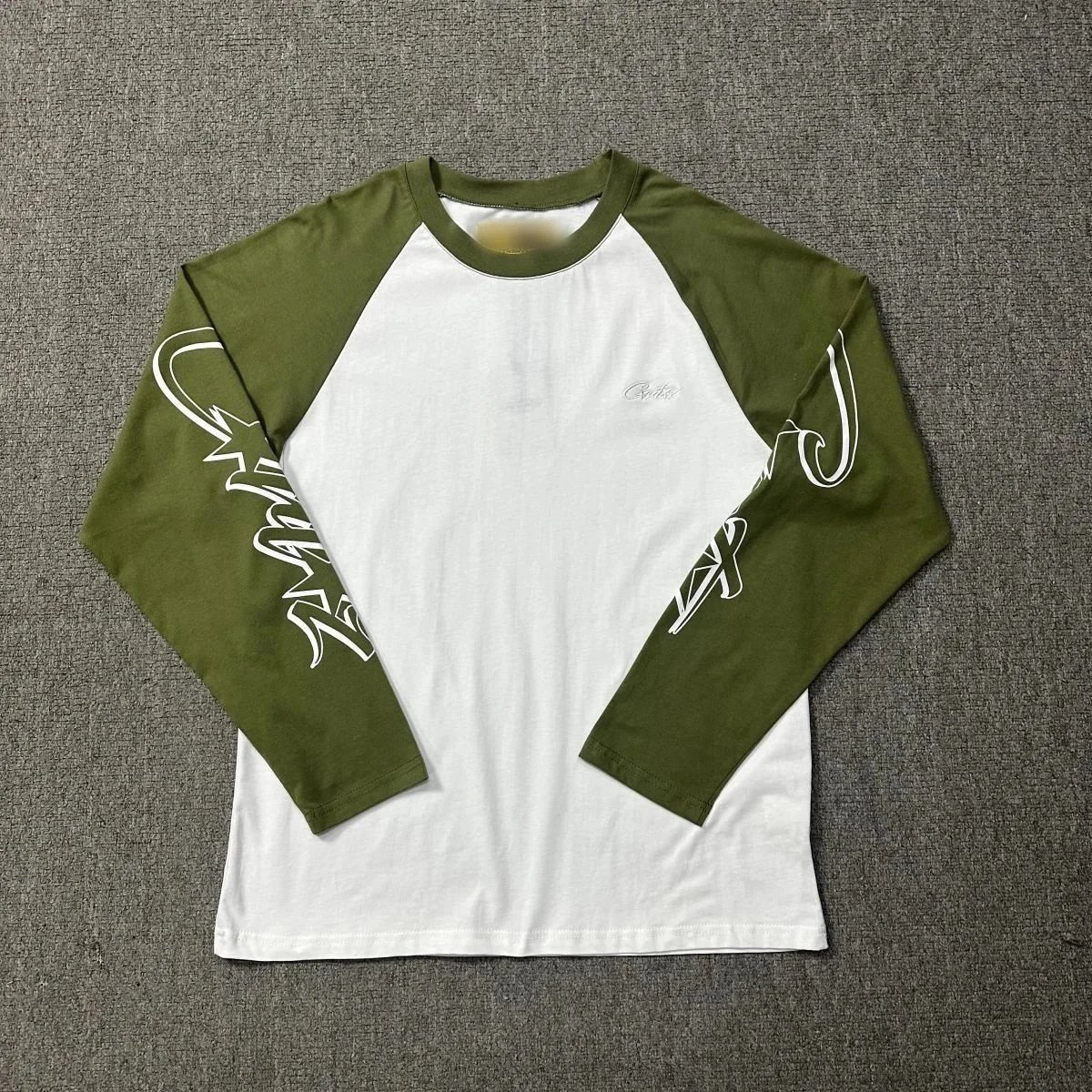 Cayler & Sons White and Olive Green Raglan Long Sleeve T-Shirt