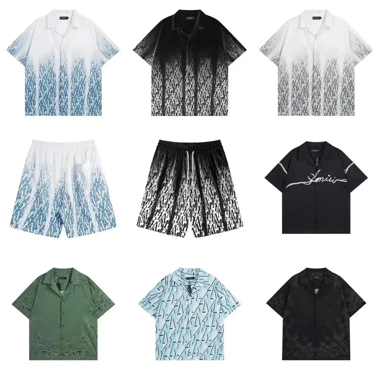 MIR Gradient Pattern Short Sleeve Shirts and Shorts Set