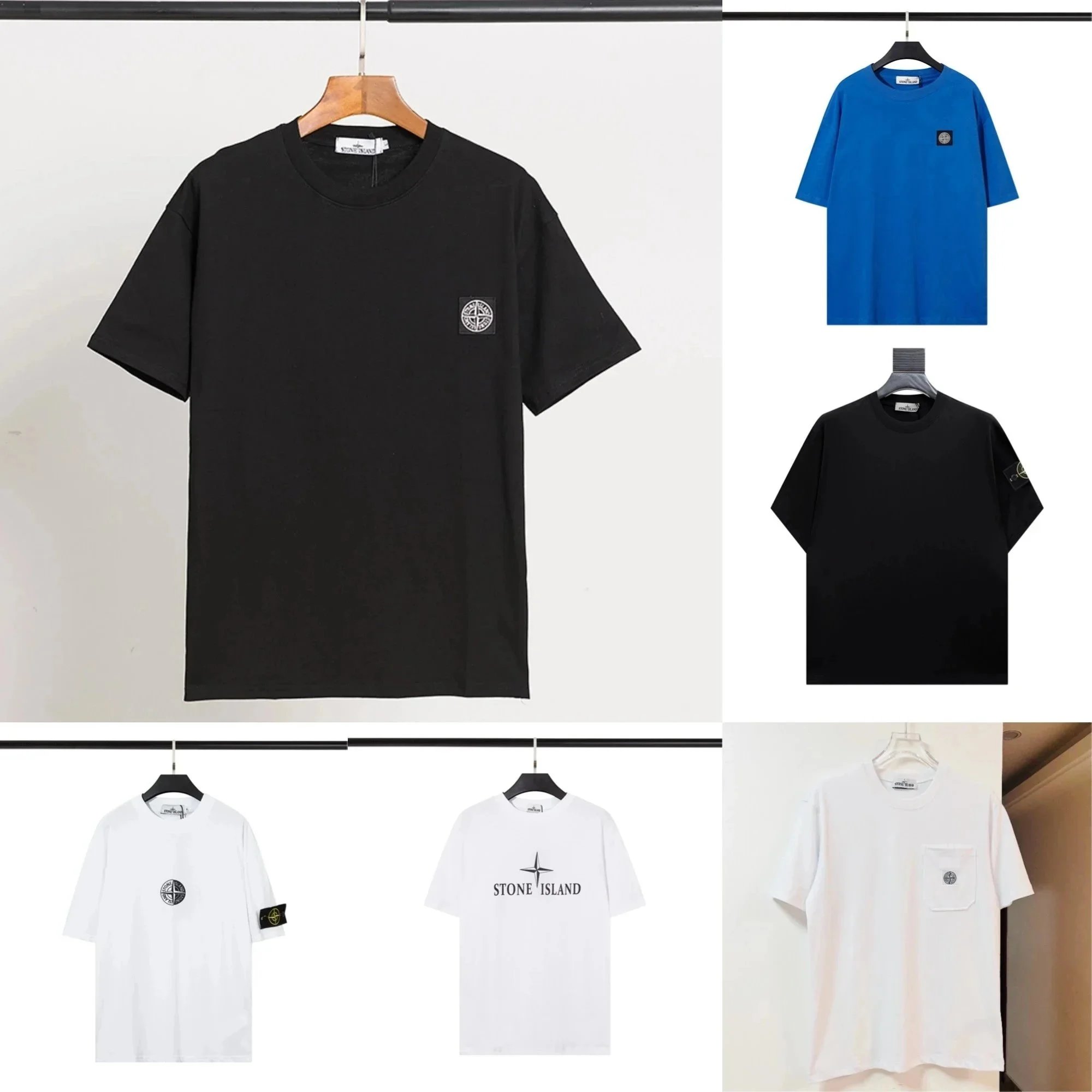 Stone Island Men's Classic Logo T-Shirt - Black, White, Blue