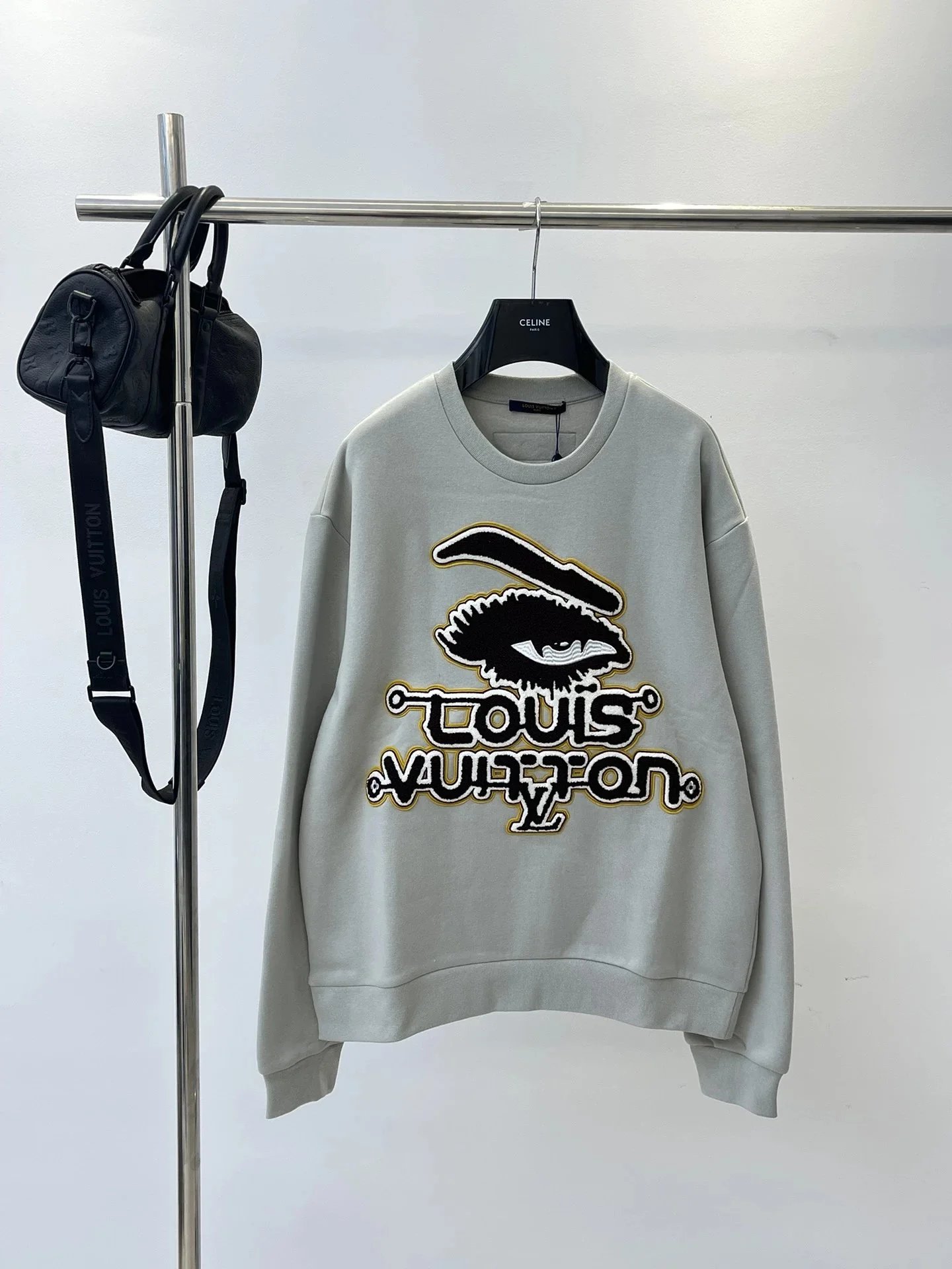Louis Vuitton Eye Logo Sweatshirt Grey Oversized Streetwear